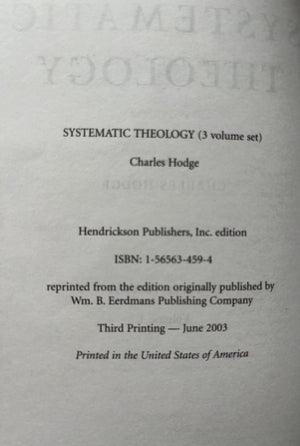 Systematic Theology  (3Volume Set),Used
