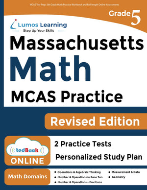 MCAS Test Prep: 5th Grade Math Practice Workbook and Fulllength Online Assessments: Next Generation Massachusetts Comprehensive,Used