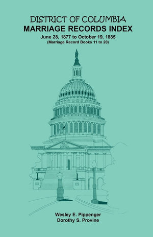 District Of Columbia Marriage Records Index, 18771885,Used