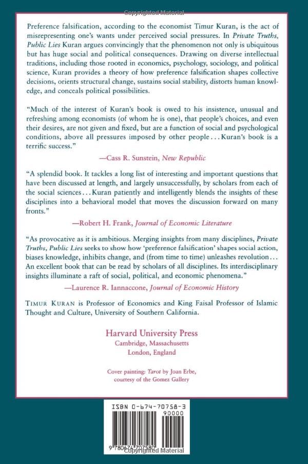 Private Truths, Public Lies: The Social Consequences Of Preference Falsification,Used