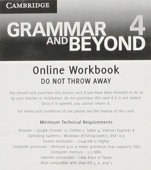Grammar and Beyond Level 4 Online Workbook (Standalone for Students) via Activation Code Card,Used