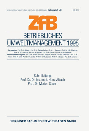 Betriebliches Umweltmanagement 1998 (Zfb Special Issue, 1) (German Edition),Used