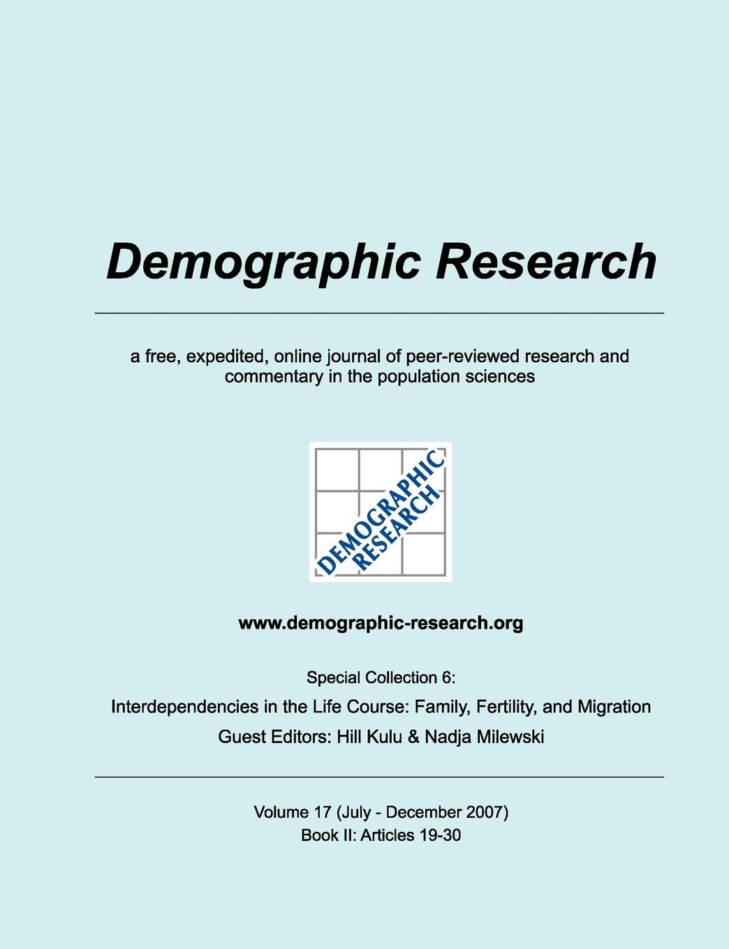 Demographic Research, Volume 17: Book II (German Edition),Used