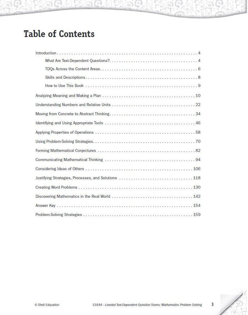 Leveled TextDependent Question Stems: Mathematics Problem Solving,Used