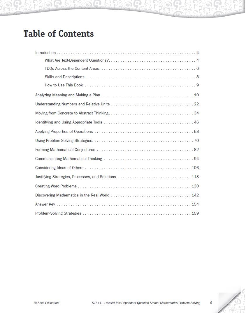 Leveled TextDependent Question Stems: Mathematics Problem Solving,Used