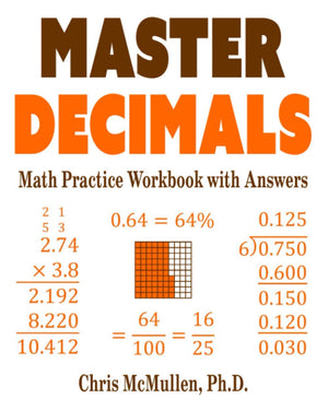 Master Decimals Math Practice Workbook with Answers,Used