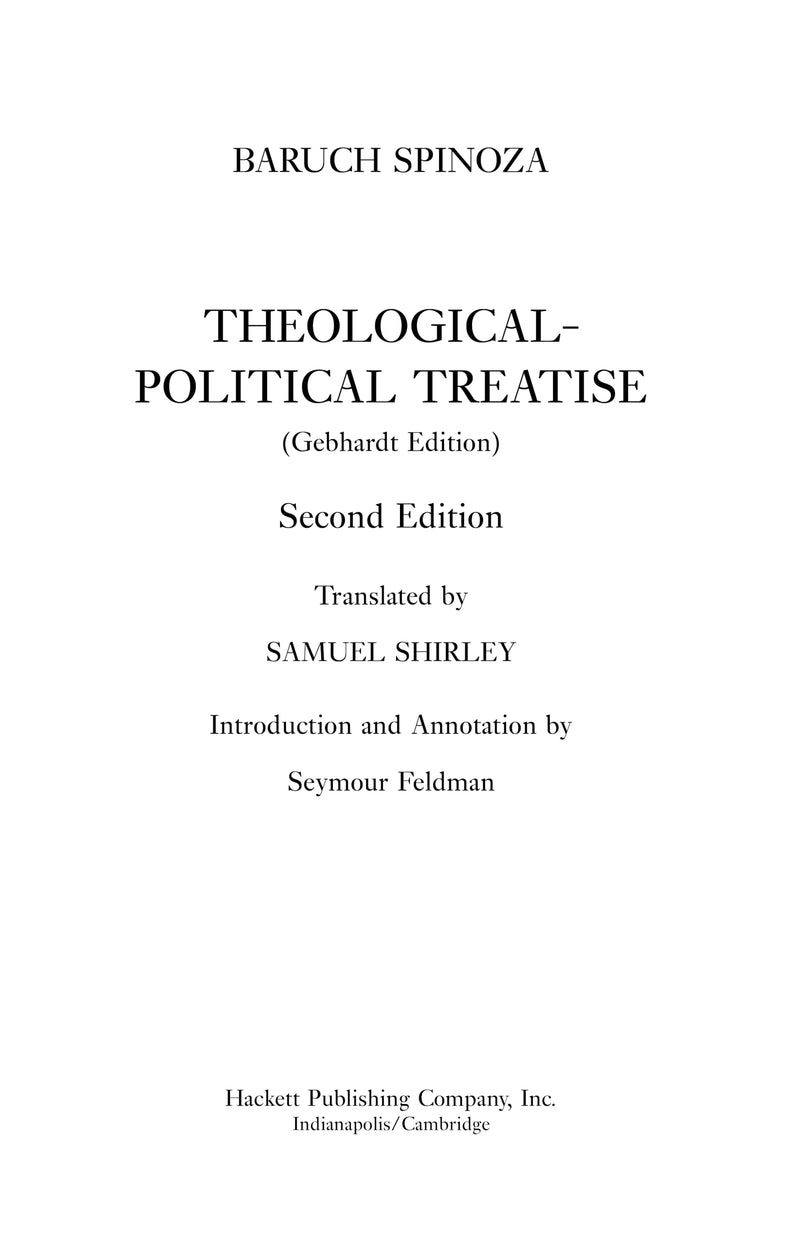 Theologicalpolitical Treatise (Hackett Classics),Used