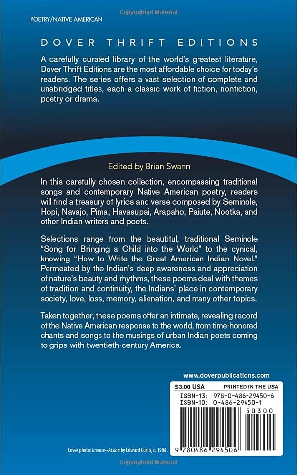 Native American Songs And Poems: An Anthology (Dover Thrift Editions),Used