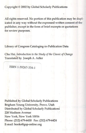 Introduction to the Study of the Classic of Change,Used