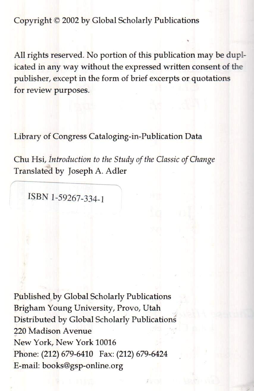 Introduction to the Study of the Classic of Change,Used