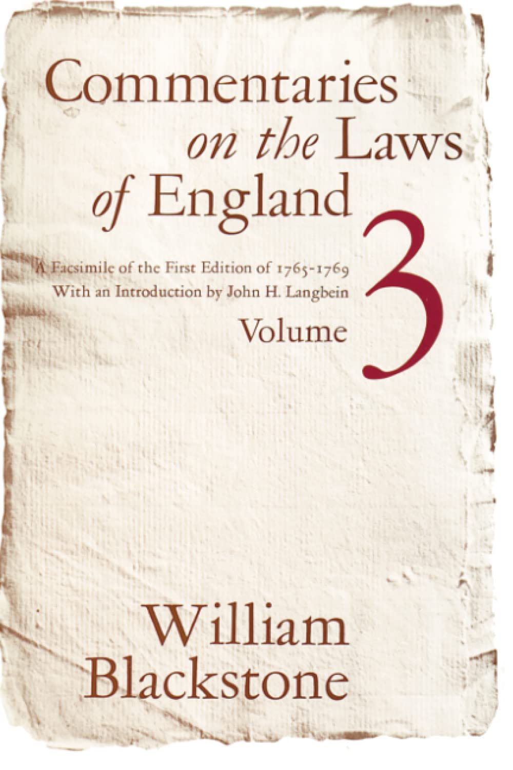 Commentaries on Laws of England, Vol. 3,Used