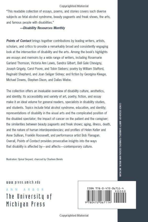 Points Of Contact: Disability, Art, And Culture (Corporealities: Discourses Of Disability),Used
