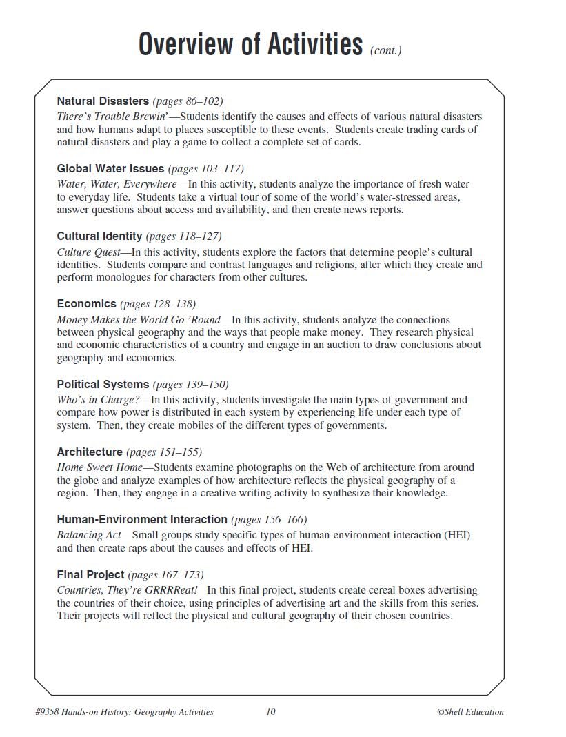 Handson History: Geography Activities  Teacher Resource Provides Fun Games and Simulations that Support HandsOn Learning (Soc,Used