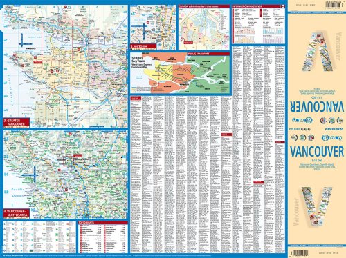 Laminated Vancouver Map by Borch (English, Spanish, French, Italian and German Edition),Used