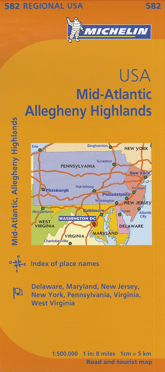 Michelin Usa: Midatlantic, Allegheny Highlands Map 582 (Maps/Regional (Michelin)),New
