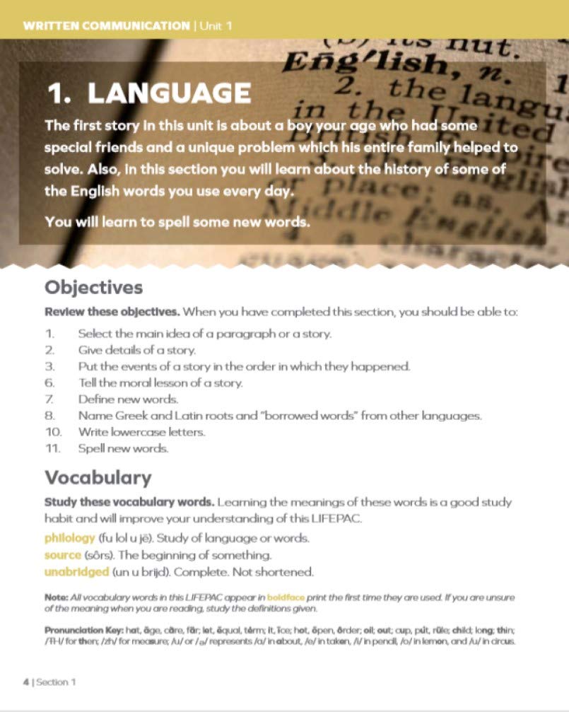 Lifepac Language Arts Homeschool Curriculum: 4Th Grade