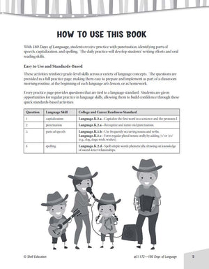 Shell Education 180 Days of Language for Kindergarten (180 Days of Practice),New