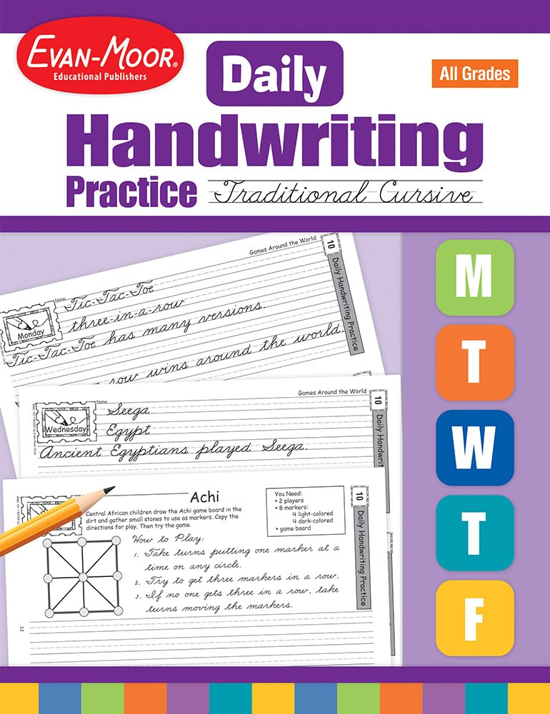 EvanMoor Daily Handwriting Practice Traditional Cursive, KindergartenGrade 6, Homeschooling and Classroom Resource Workbook, P,Used
