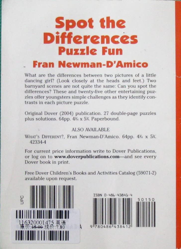 SpottheDifferences Puzzle Fun (Dover Little Activity Books: Puzzles),Used