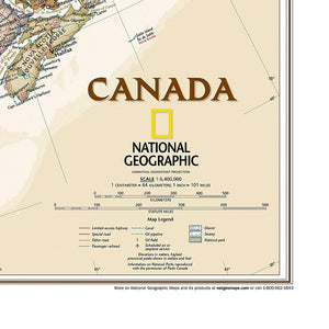 National Geographic Canada Wall Map  Executive (38 x 32 in) (National Geographic Reference Map),Used