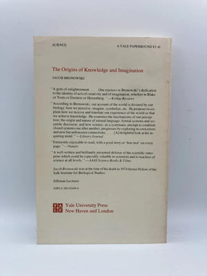 The Origins Of Knowledge And Imagination (Mrs. Hepsa Ely Silliman Memorial Lectures),Used
