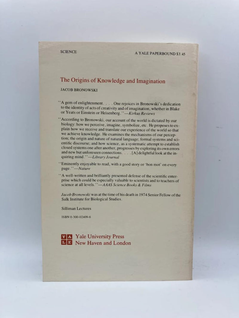The Origins Of Knowledge And Imagination (Mrs. Hepsa Ely Silliman Memorial Lectures),Used