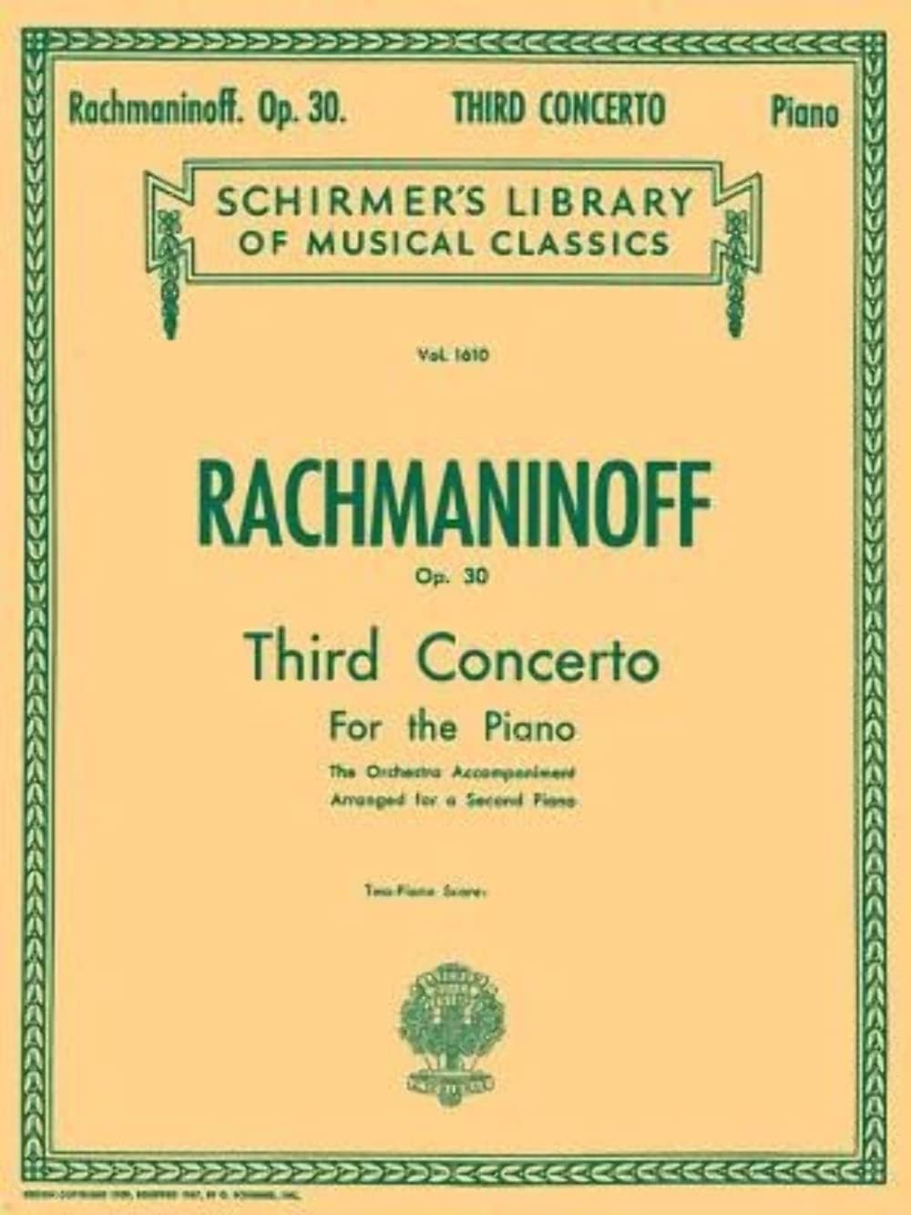 Concerto No. 3 In D Minor, Op. 30: Nfmc 20202024 Selection Schirmer Library Of Classics Volume 1610 Piano Duet (Schirmer'S Libr,Used