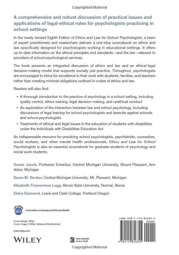 Ethics and Law for School Psychologists,Used