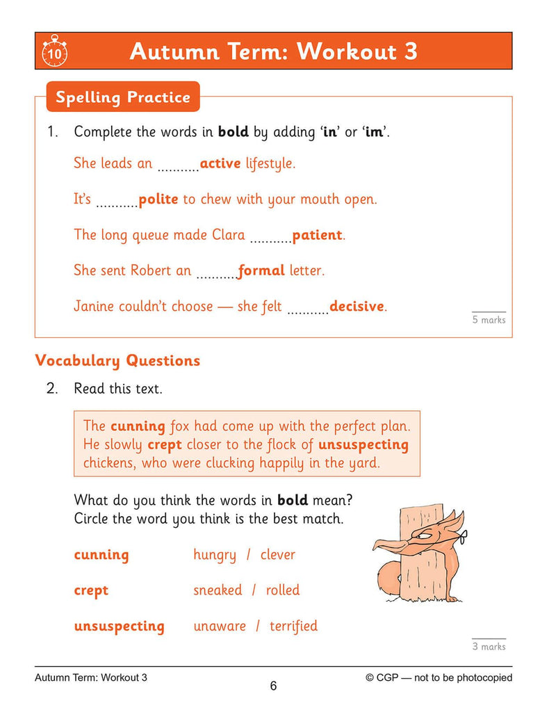 New KS2 English 10Minute Weekly Workouts: Spelling & Vocabulary  Year 4 (CGP KS2 English),Used