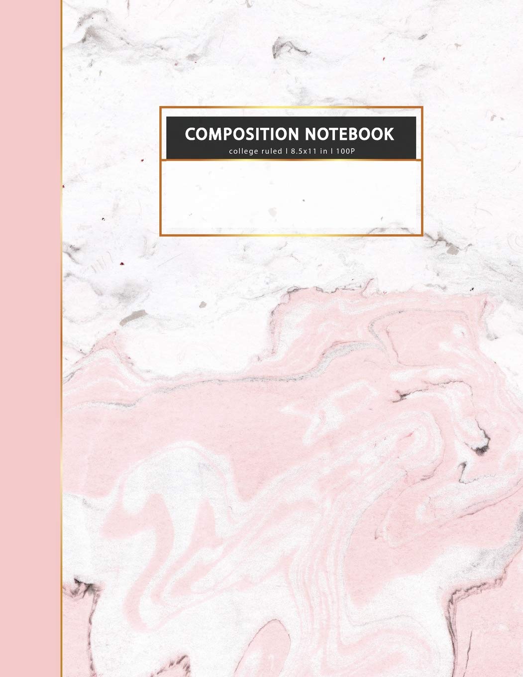 COMPOSITION NOTEBOOK College ruled l 8.5x11 in l 100 P: White MARBLE pink gold women notes book (composition notebook for women),New