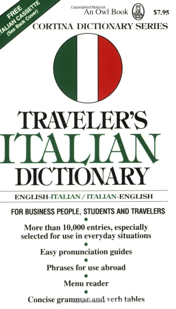 Traveler's Italian Dictionary: EnglishItalian/ItalianEnglish (Cortina Dictionary),Used