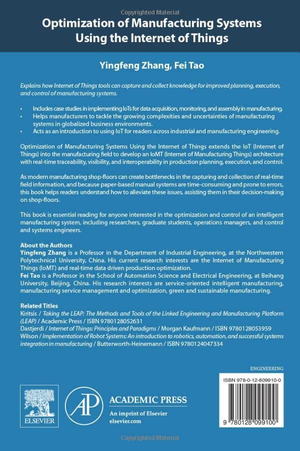Optimization of Manufacturing Systems Using the Internet of Things,Used