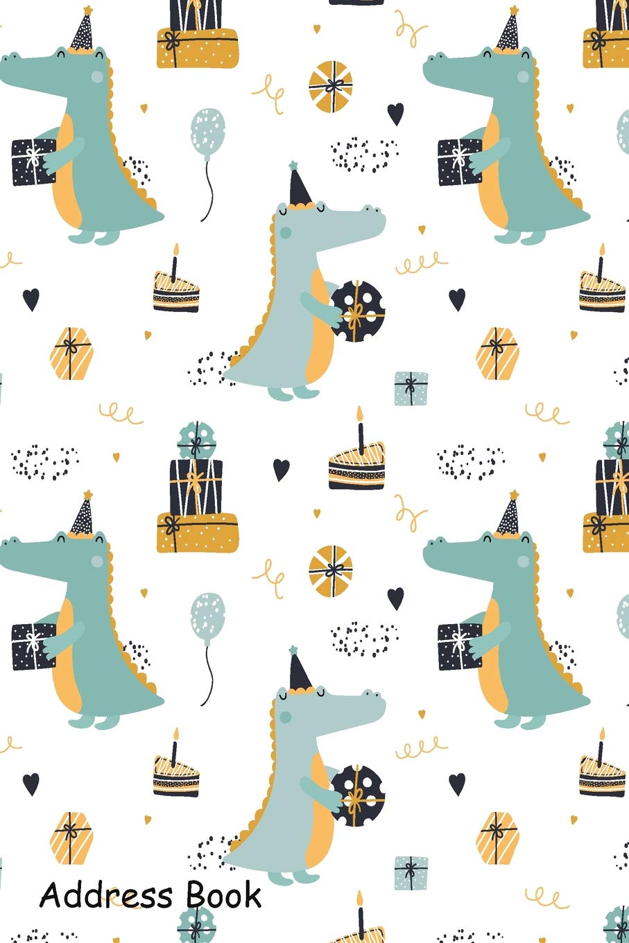 Address Book: For Contacts, Addresses, Phone, Email, Note,Emergency Contacts,Alphabetical Index With Cute Seamless Pattern Croco,Used