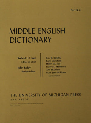 Middle English Dictionary (Volume R.4),Used