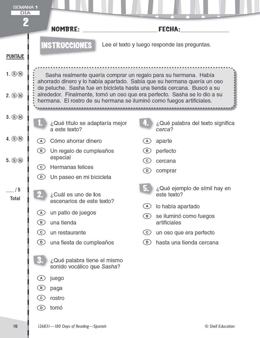 180 Days: Reading for 3rd Grade Spanish Practice Workbook for Classroom and Home, Cool and Fun Practice Created by Teachers (180,Used