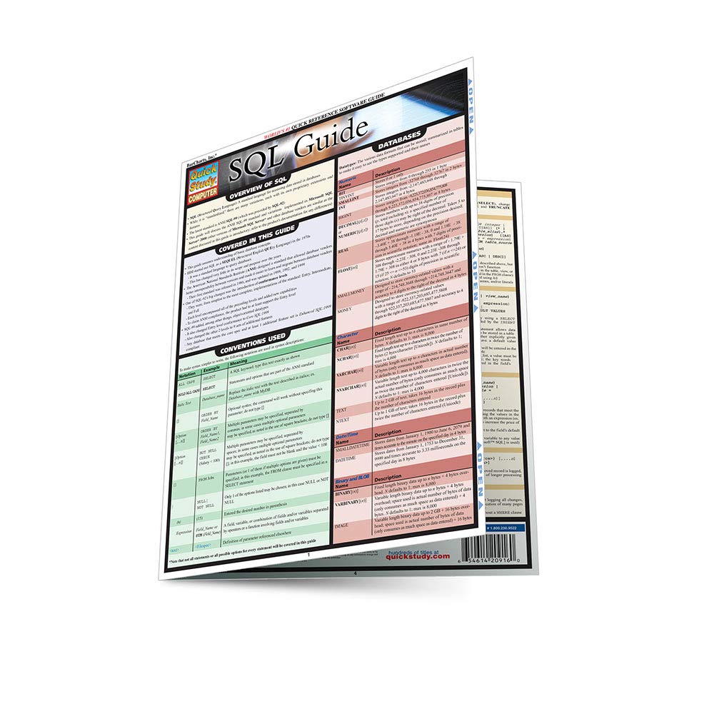 SQL Guide Laminated Reference Guide (QuickStudy SQL),Used