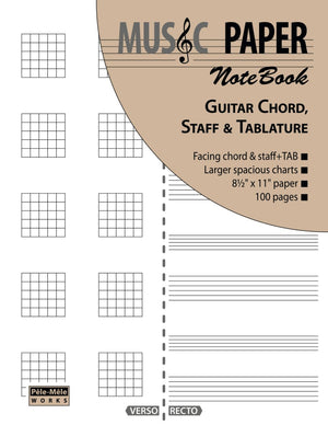 MUSIC PAPER NoteBook  Guitar Chord, Staff & Tablature,Used