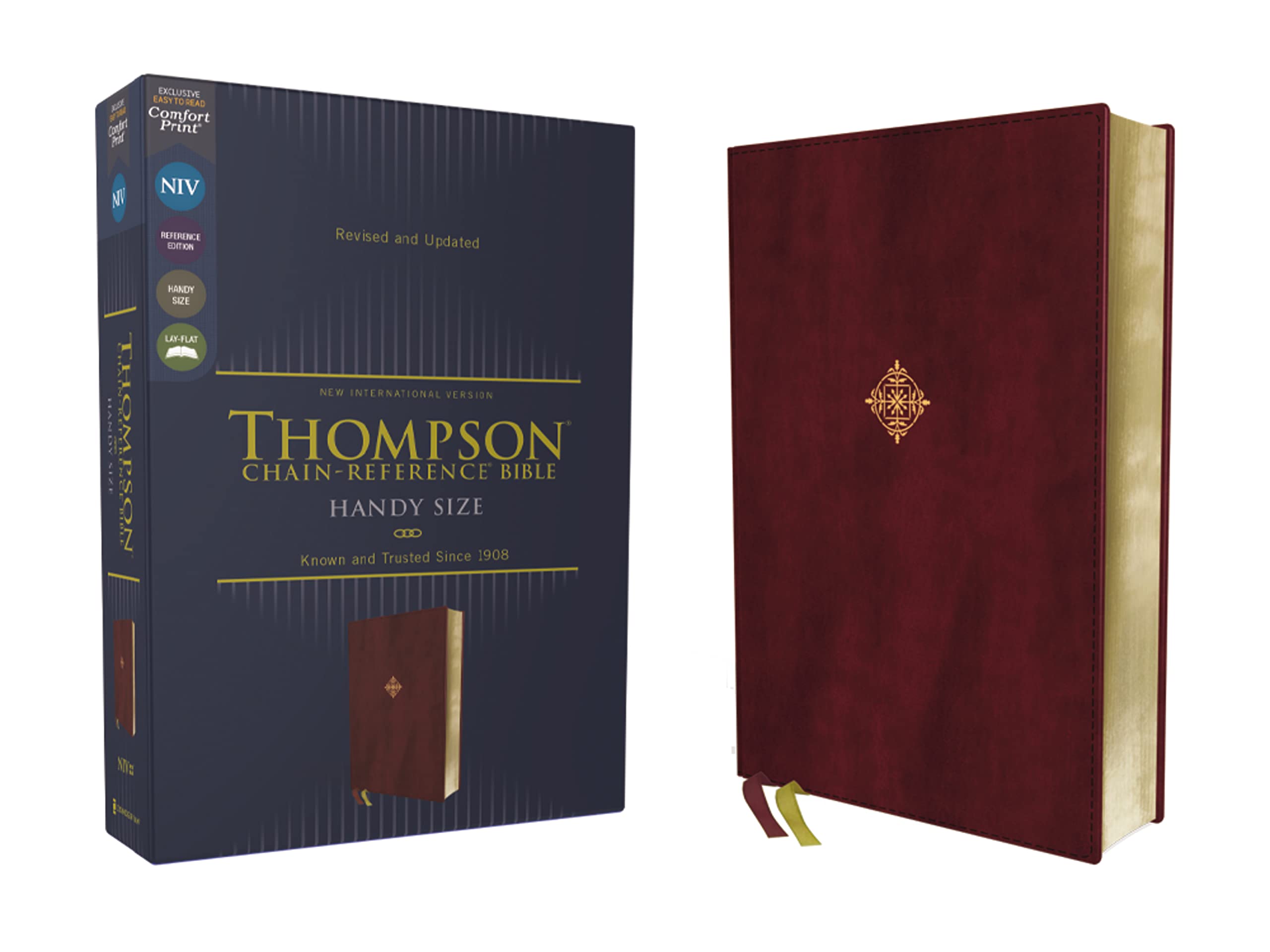 NIV, Thompson ChainReference Bible, Handy Size, Leathersoft, Burgundy, Red Letter, Comfort Print