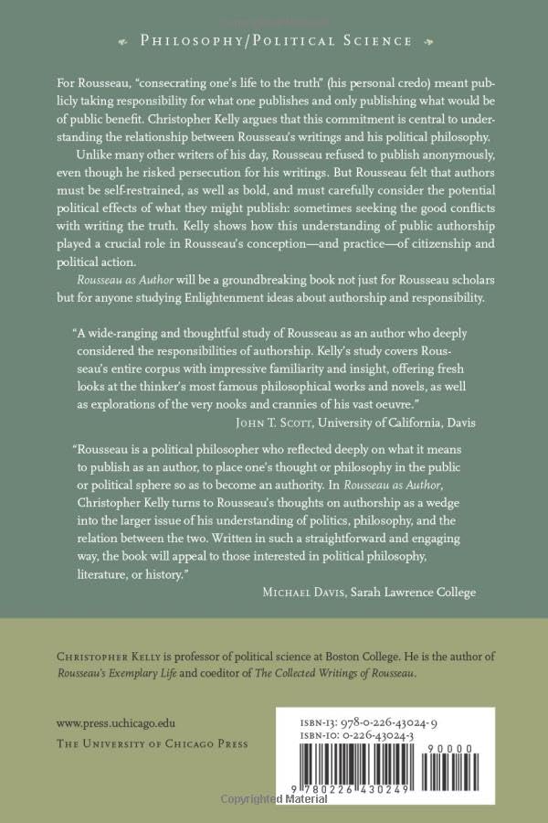 Rousseau as Author: Consecrating One's Life to the Truth,Used