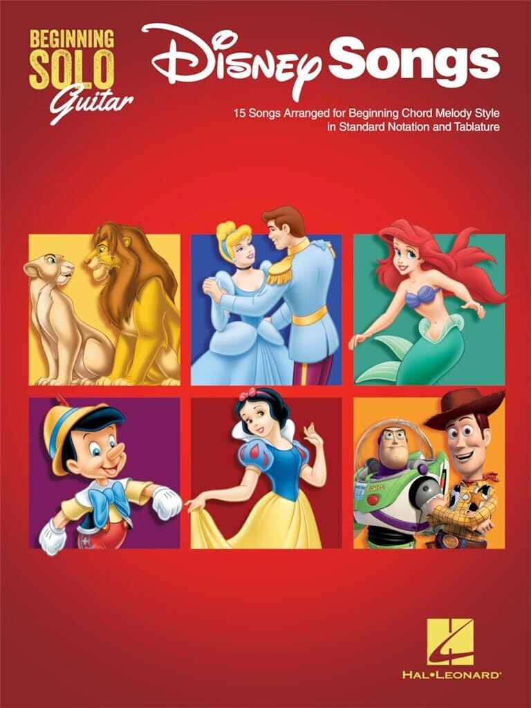 Disney Songs  Beginning Solo Guitar: 15 Songs Arranged for Beginning Chord Melody Style in Standard Notation and Tablature,Used