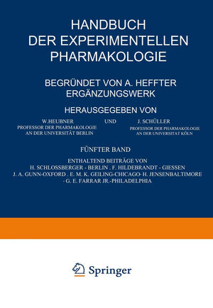 Handbuch der Experimentellen Pharmakologie  Ergnzungswerk: Fnfter Band (German Edition),Used