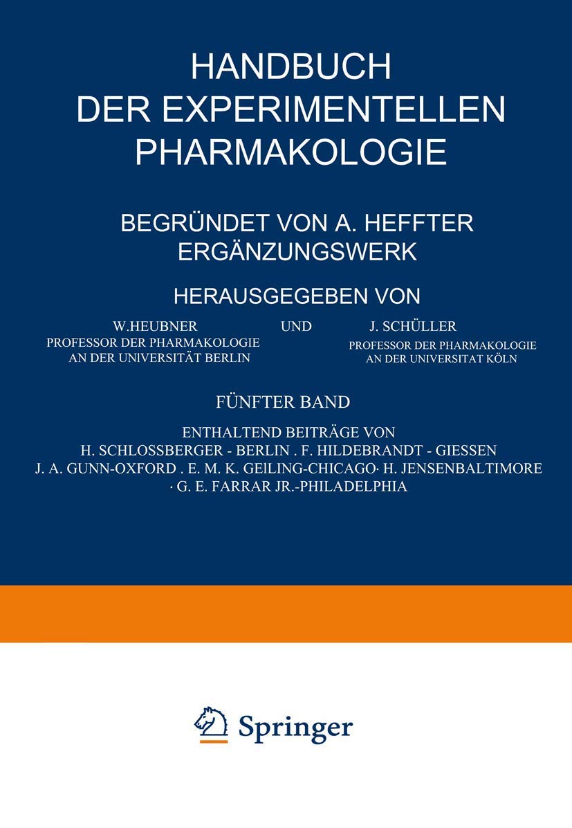 Handbuch der Experimentellen Pharmakologie  Ergnzungswerk: Fnfter Band (German Edition),Used