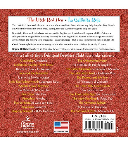 The Little Red Hen La Gallinita Roja Bilingual StorybookClassic Children's Books With Illustrations for Young Readers, Keepsake,New