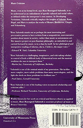 Developing Variations: Style and Ideology in Western Music,Used