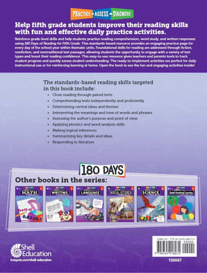 180 Days: Includes 4 Assorted Workbooks for Reading, Math, Writing, and Grammar Skills for 5th Grade Practice Workbook for Class,Used