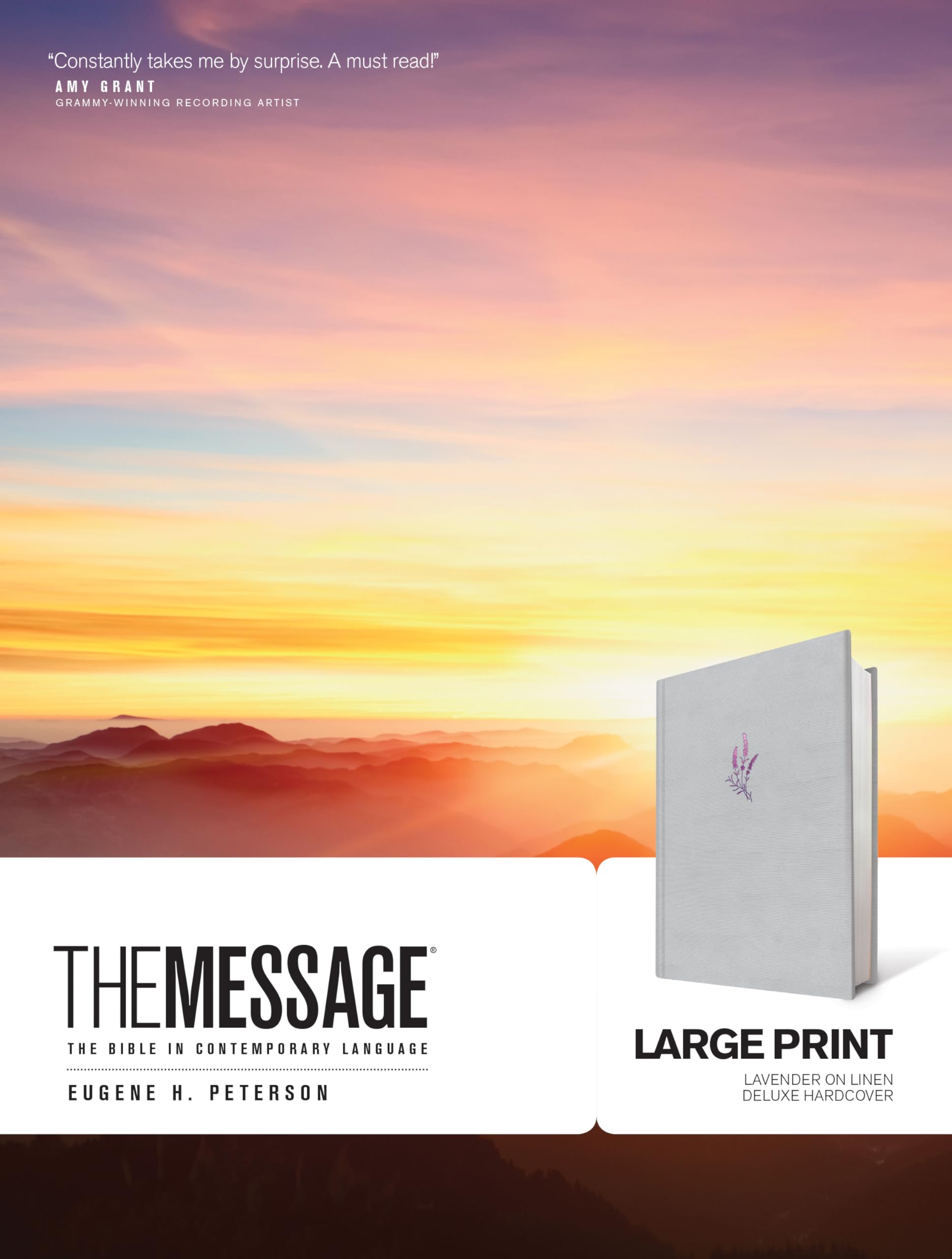 The Message Large Print (Hardcover Deluxe, Lavender on Linen): The Bible in Contemporary Language,Used