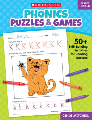 Phonics Puzzles & Games For Prekk: 50+ Skillbuilding Activities For Reading Success,Used