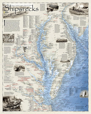 Shipwrecks Of Delmarva [Folded And Polybagged] (National Geographic Reference Map),New