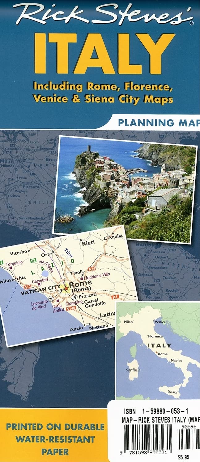 Rick Steves' Italy Map: Including Rome, Florence, Venice and Siena City,Used