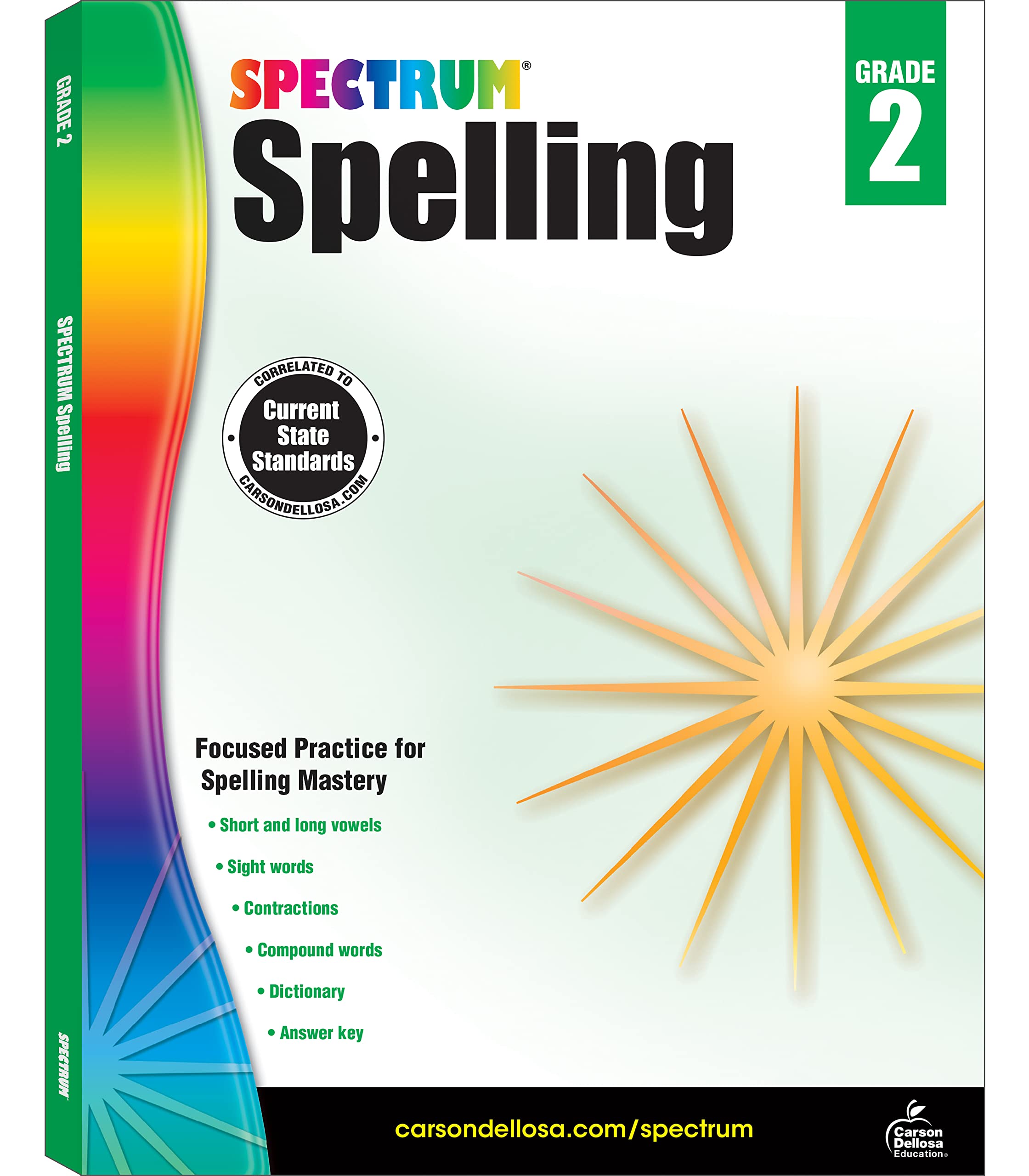 Spectrum Grade 2 Spelling Workbook, Sight Words, Dictionary Skills, Vowels, Vocabulary, Grammar, and More, Language Arts Classro,Used